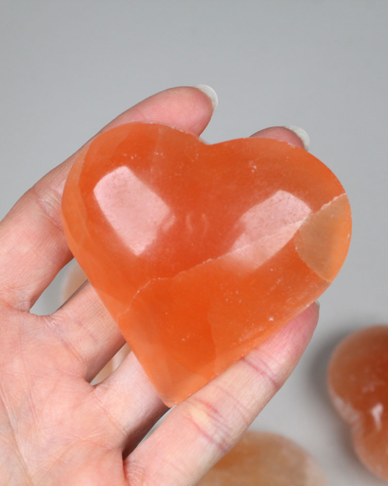 Selenithjärta orange 6 cm
