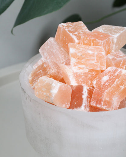 Selenite fire bowl lamp