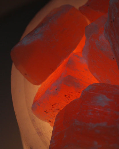 Selenite fire bowl lamp
