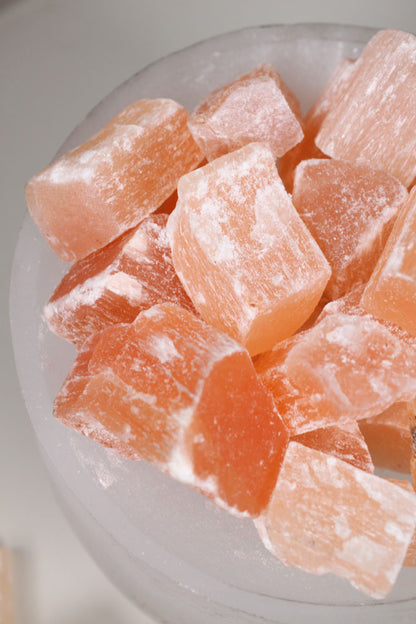 Selenite fire bowl lamp