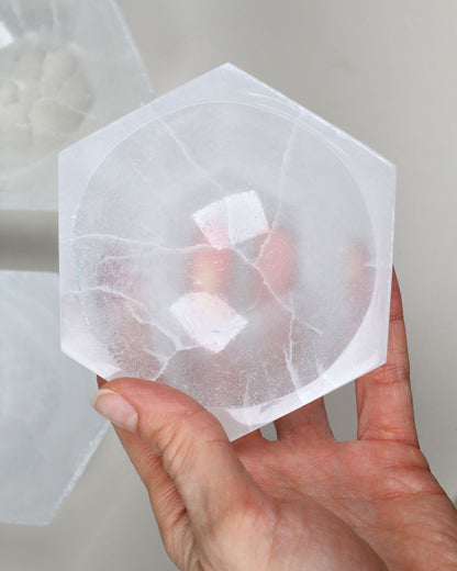 Selenite Bowl hexagonal