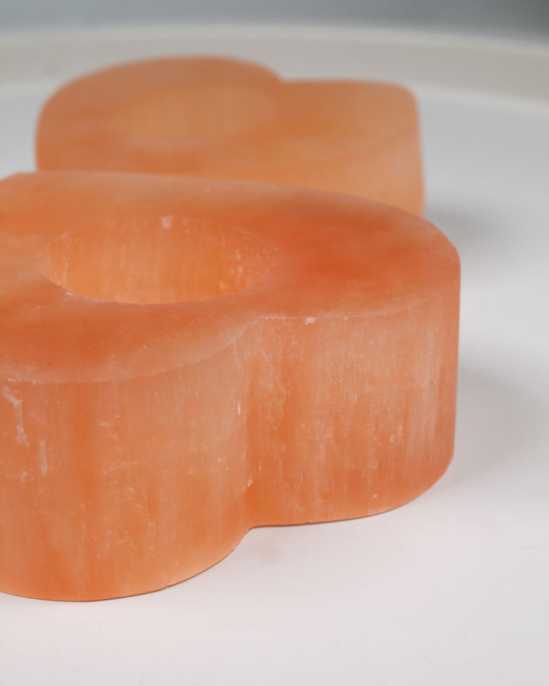 Selenitljusstake Hjärta 8 cm orange 