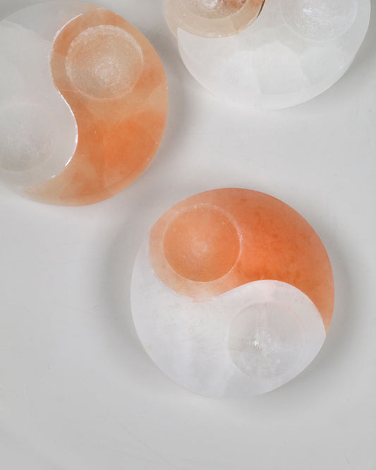 Selenit Yin-Yang ljusstake