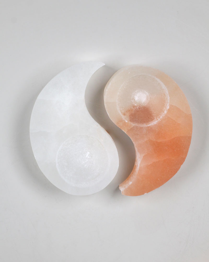 Selenit Yin-Yang ljusstake