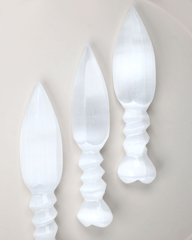 Selenite Sword with Spiral 25 cm