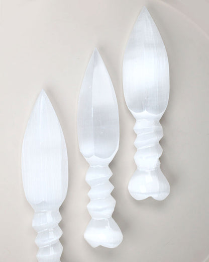 Selenite Sword with Spiral 25 cm