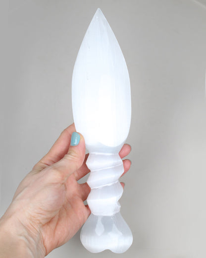 Selenite Sword with Spiral 25 cm