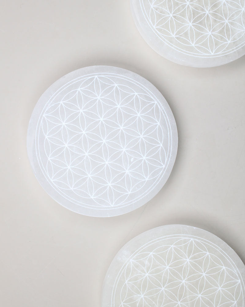 Selenite plate Flower of life
