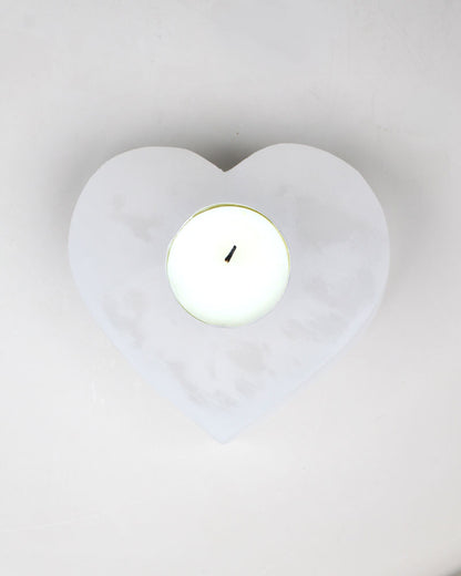 Selenite Candleholder Heart 8 cm white