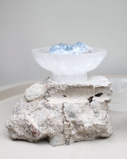 Selenite bowl with stand 10 cm