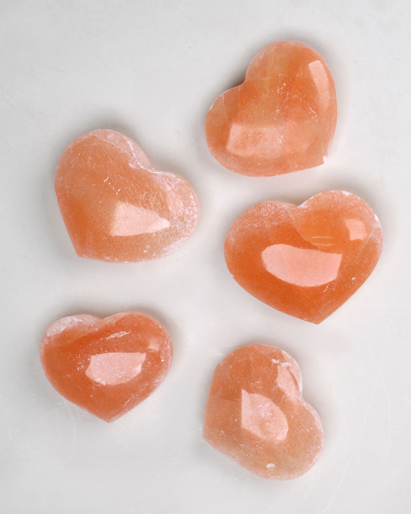Selenithjärta orange 4 cm