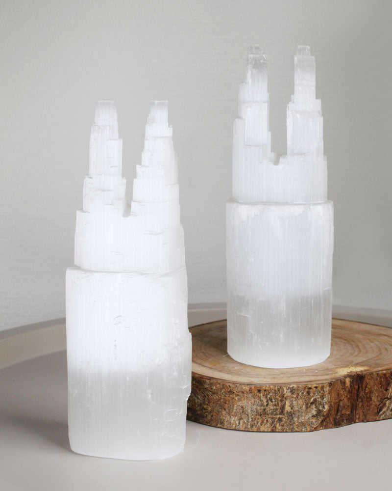 Selenit Tvillingtorn 20 cm